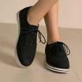 thumbnail image 2 of Tao Tao Women's Flat Heel Shoes Vintage Solid Color Round Toe Lace-Up Platform Shoes Black 41, 2 of 7