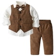thumbnail image 1 of Conjunto de ropa para bebés y niños 2-3T con chaleco, pantalones, camisa y pajarita, 1 of 7