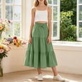 thumbnail image 2 of ASEIDFNSA Girls Smocked Waist Maxi Skirt with Tiered Hem Long A Line Fit and Soft Fabric (Green,13-14 Years), 2 of 5