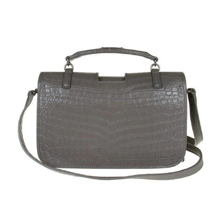 Saint Laurent Charlotte Crocodile Embossed Leather Grey Bag 486638