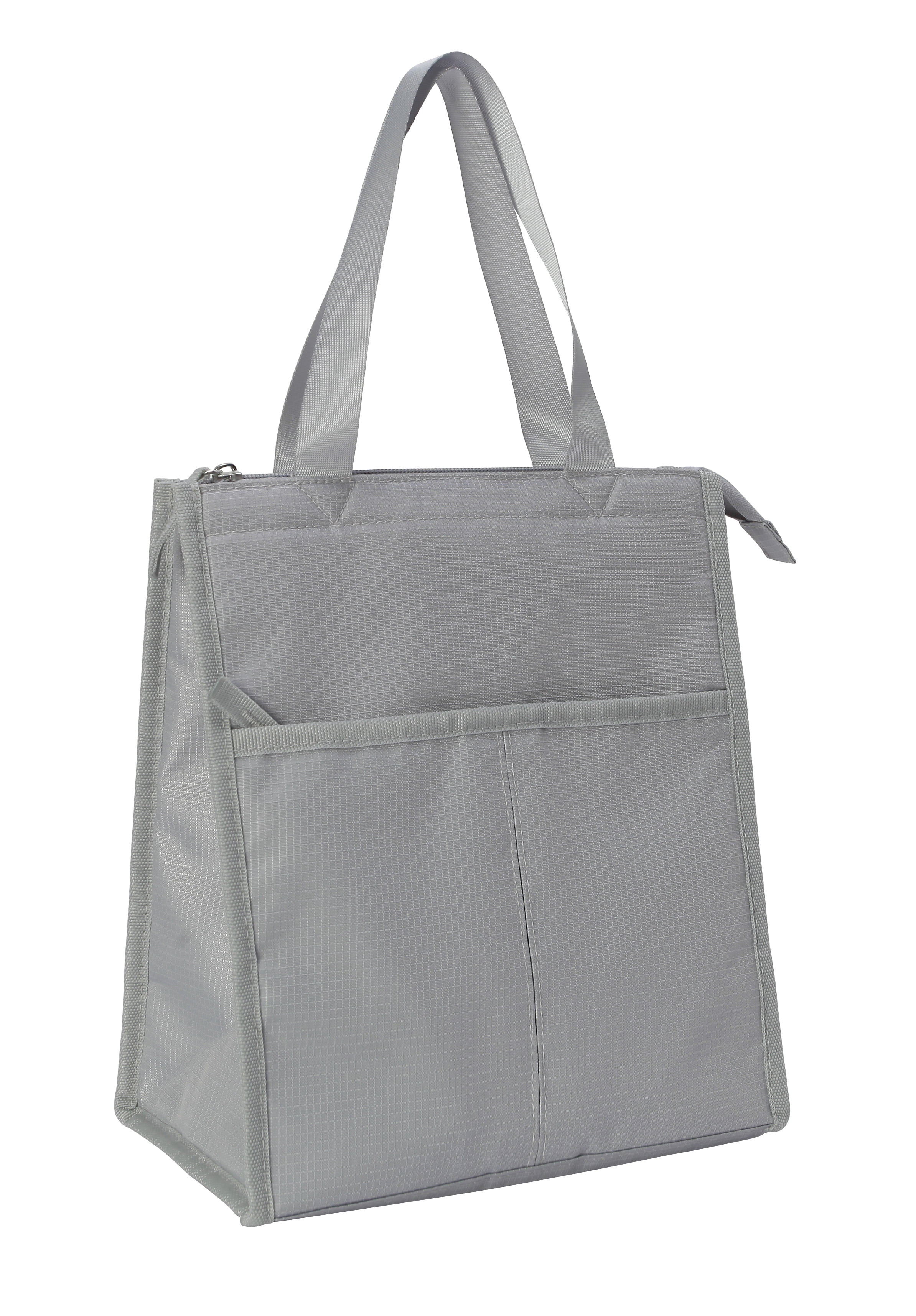 Mainstays Gray Reusable Polyester Lunch Bag with Zippered Main Pocket, Ideal Use for Workday Meals and Travel