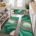 thumbnail image 2 of Green Marble Gold Wave Pattern Kitchen Rugs Sets Of 3,Kitchen Runner Rugs Non Skid Washable,Decorative Kitchen Floor Mats for Kitchen,Sink,Laundry,17"x30"+ 17"x47" + 17"x59", 2 of 6