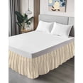 thumbnail image 4 of Brown Stripe Wrap Around Bed Skirts for King Bed 18" Drop, Bed Skirt with Adjustable Elastic Belt Dust Ruffle Bed Valance for Bedroom Hotel Luxury Modern Farmhouse Texture Geometric Bed Frame Cover, 4 of 7