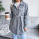 thumbnail image 1 of Abrigo de Lana de Invierno para Mujer Ropa de Abrigo Informal Suelto Frente Abierto Clásico con Cinturón ANGGREK Otros, 1 of 7