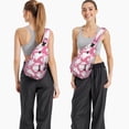 thumbnail image 6 of Sling Backpack,Halloween Cute Ghosts on Pink Pattern Sling Bag with Water Bottle Holder,Waterproof Sling Bag for Men/Women with Headphone Jack for Hiking,Travel, 6 of 6