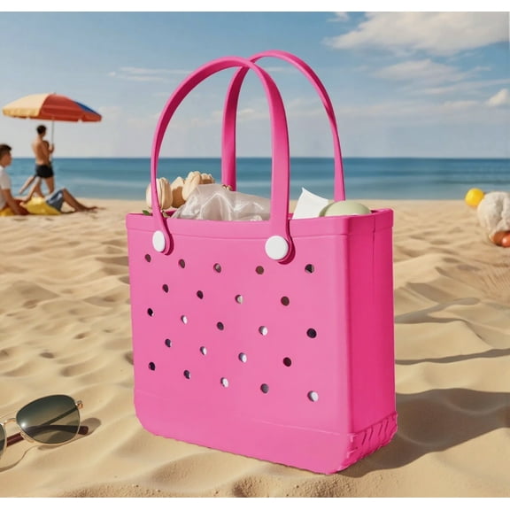 ROVTIULI Home Beach Bag 2025 Pvc Reinforced Compartment Mesh Hole Punch Tote For Storage