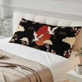 thumbnail image 4 of Japanese Style Body Pillow Covers 20"x54", Modern Cranes Cherry Flower Wave Red Brown Soft Brushed Microfiber Breathable Throw Pillow Covers, Decorative Pillowcase with Zipper for Couch Sofa Bedroom, 4 of 9
