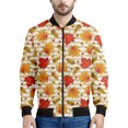thumbnail image 3 of Chaqueta con estampado 3D de hoja de arce de Canadá para hombres y niños, chaqueta informal con cremallera para la calle, sudadera estilo aviador para primavera y otoño, 3 of 5