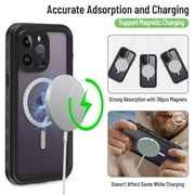 Waterproof Case for iPhone 14 Pro Max Magnetic Compatible with Wireless Charging Shockproof Protective Cover with Screen Protector (6.7 Black)