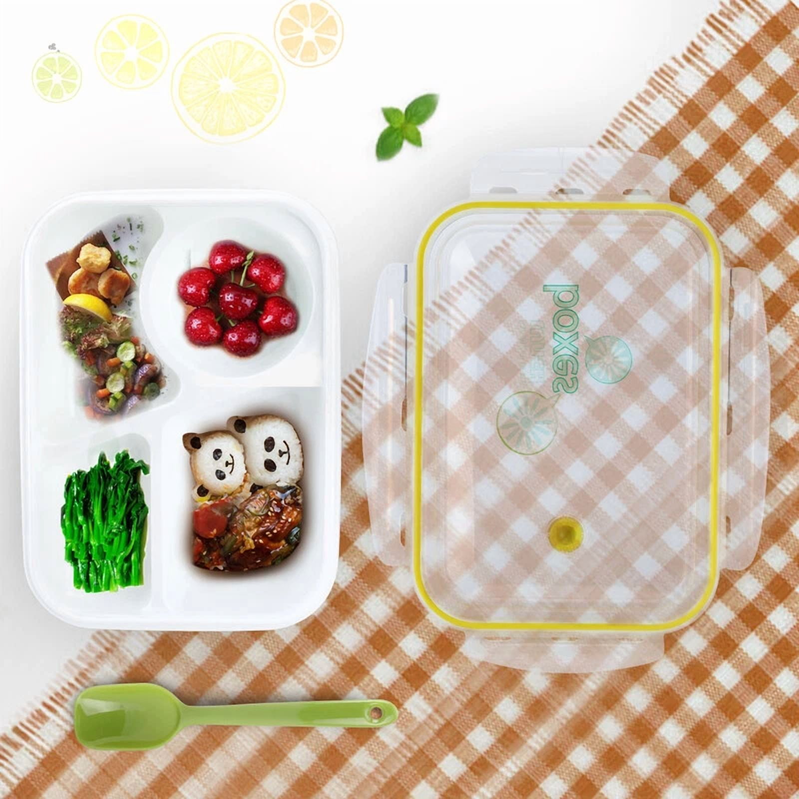 Lunch Bento Box Picnic Food Container Storage Box W/ Spoon & Bowl Microwave Safe