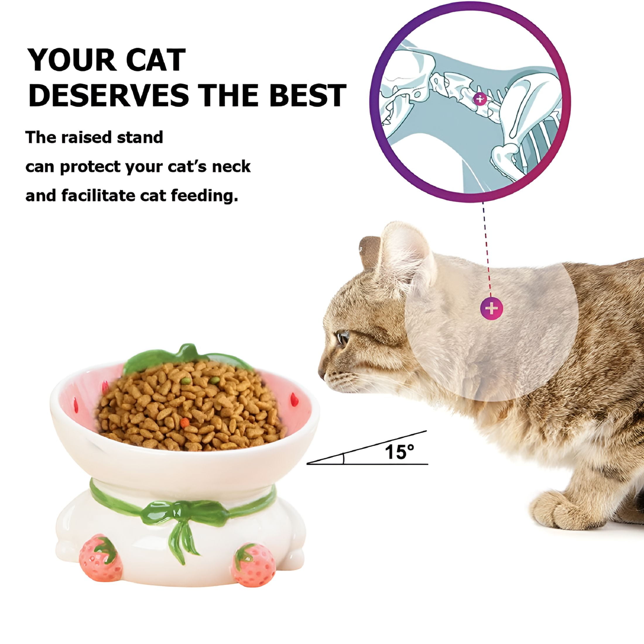 ACDANC 2026 New Ceramic Raised Cat Bowls Elevated Tilted Cat Food and Water Bowl Pet Feeder Dish for Cats and Dogs for Home,Kitchen,Pet Store,Travel