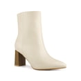 thumbnail image 1 of Unique Bargains Women's Side Zip Pointed Toe Block Heels Ankle Boots Nude (Size 7.5), 1 of 6