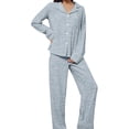 thumbnail image 4 of DHFJKG Pajamas For Women Set Long Sleeve Sleepwear Pants Set 2 Piece Loungewear Comfortable Button Down Lapel Shirt Comfy Nightwear, 4 of 4