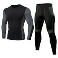 thumbnail image 4 of Handshe Men's Compression Training Sport Suit, High-Stretch Long Sleeve Round Neck Color Blocked Athletic Set for Workout Running High-Intensity Training,Plus Size, 4 of 9