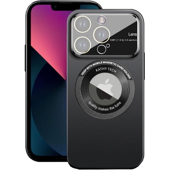for iPhone 13 Pro Max Case 6.7" 2021, Large Viewport Design, Hard PC Built-in Luxury Camera Lens Protector Full Protection Phone Cover with Magsafe for Women Girls Boy Men, Black