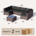 thumbnail image 5 of Patio Furniture Set on Sale, Asofer 7-PCS Outdoor Conversation Sectional Sofa with Cushion Glass table for Porch, Poolside, 5 of 8