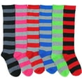 thumbnail image 4 of ToBeInStyle Women's Pack of 6 Knee High Socks - Assorted w/Grey Stripes, 4 of 7