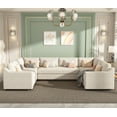 thumbnail image 2 of EUROCO 8 Seat  Upholstered  Sectional Sofa,U-Shaped Sofa with Thick Seat and Back Cushions, Large Sectional Couch with Removable Cushions and Cushion Cover,Beige, 2 of 10