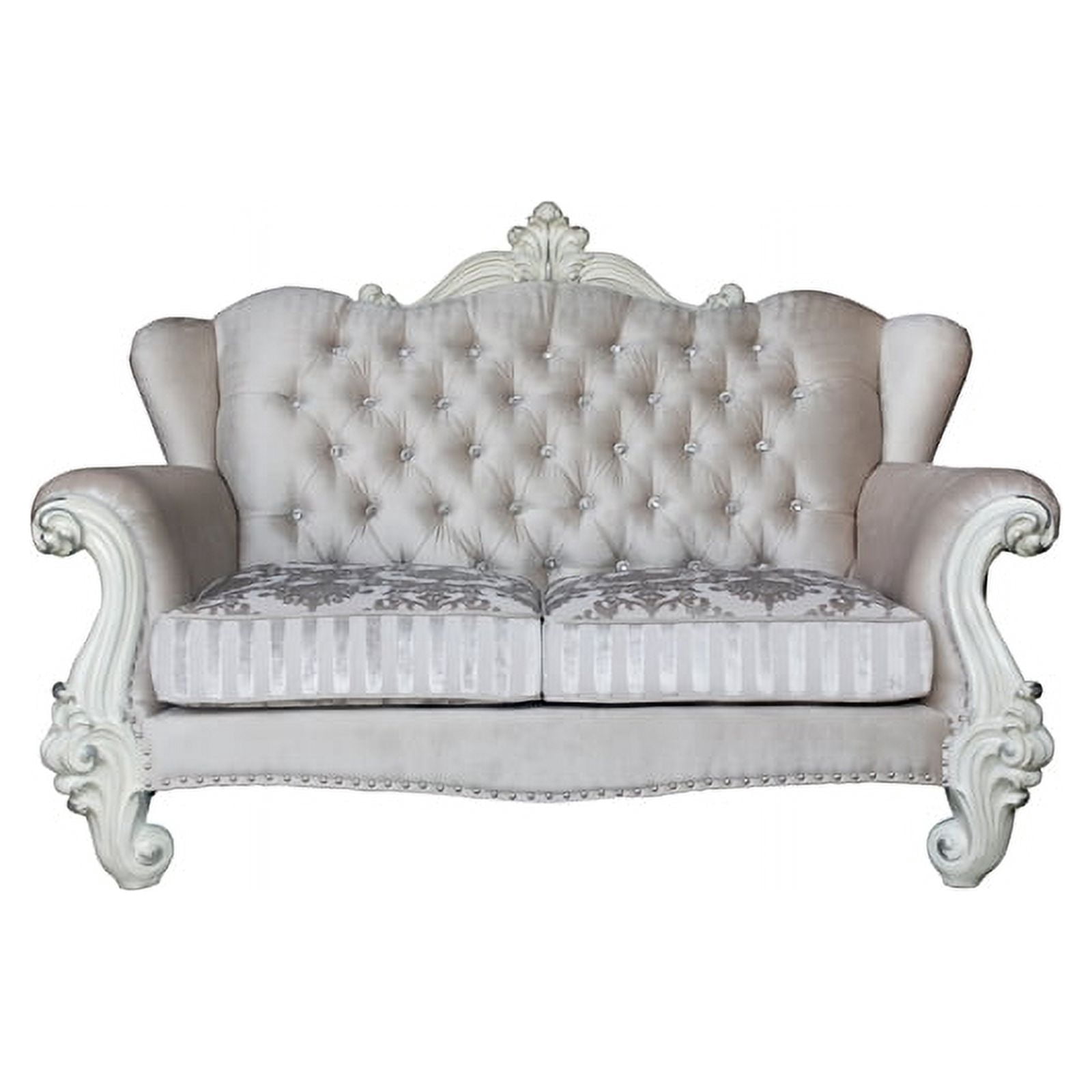 ACME Versailles Loveseat in Ivory Velvet & Bone White