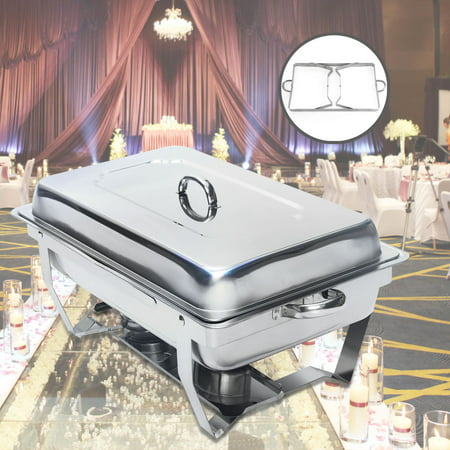 9 Quart Stainless Steel Rectangular Chafer Chafing Dish Food Food Tray Buffet Dining Round hot pot brush pot home food sub-container Christmas Thanksgiving Party Dinner Food