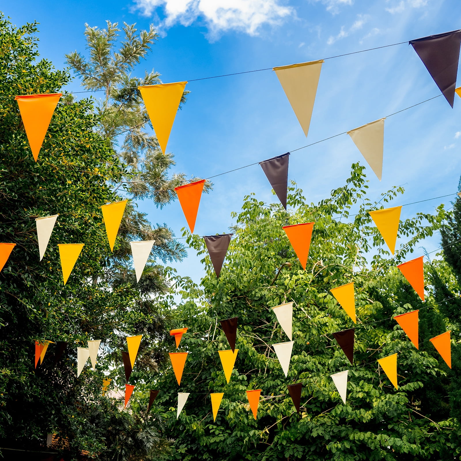 98ft 45pcs Caution Pennant Banner Flags Perimeter Marking Safety Flag for Traffic Construction, Orange