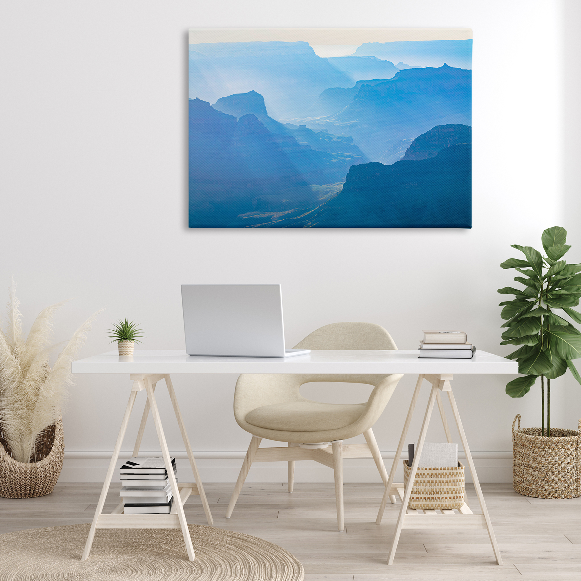Stupell Industries Blue Sunlit Peaks Landscape & Nature Photography Wrapped Canvas Art Print Wall Art, 45 x 30