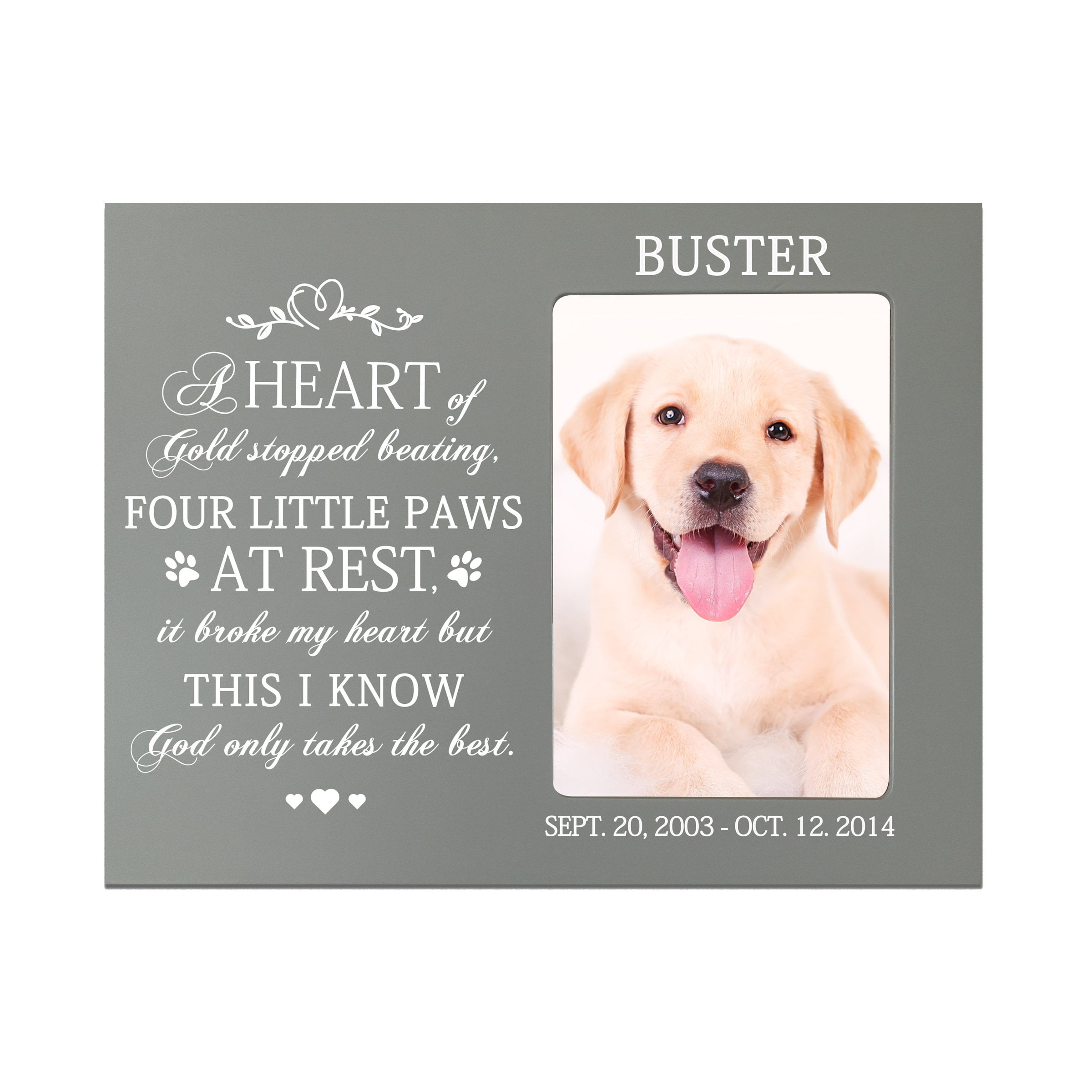 Sympathy Photo Frame Custom Frame USA Made Holds Two 4x6 Photos A Heart of Gold Stopped Beating Four Little Paws at Rest Black LifeSong Milestones Personalized Pet Memorial Gift Sympathy Photo Frame Custom Frame USA Made Holds Two 4x6 Photos A Heart of Gold Stopped Beating Four Little Paws at Rest Black LifeSong Milestones Personalized Pet Memorial Gift