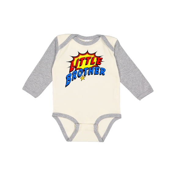 Inktastic Little Brother Superhero Boys Long Sleeve Baby Bodysuit
