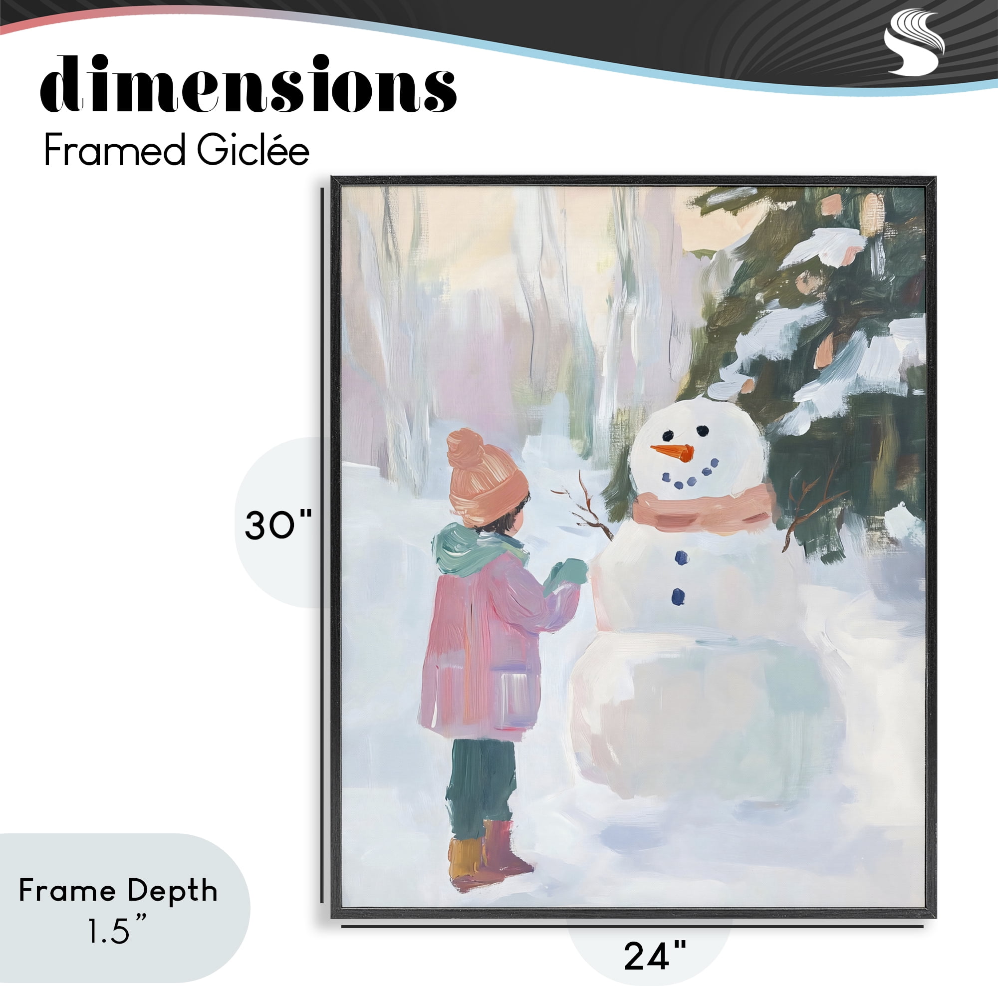 Stupell Industries Girl & Snowman in Winter Black Framed Giclee Art, design by The Prints Vibe