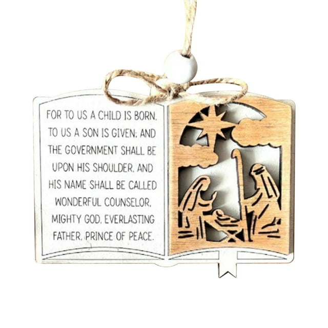 Adornos navideños, regalos navideños, citas bíblicas de madera, adornos navideños de nacimiento, colgantes para decoración navideña del hogar, colgante del nacimiento de Jesús