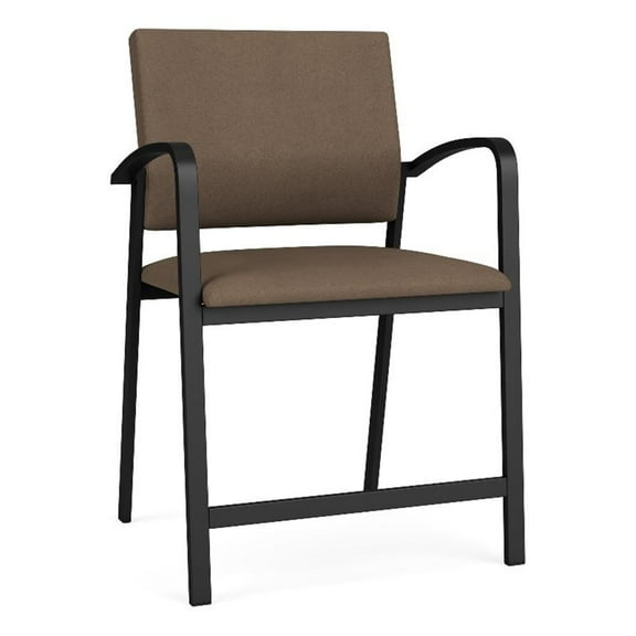 Pemberly Row 24.5" Polyurethane Reception Wide Hip Chair in Brown/Black