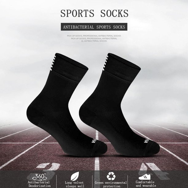 Calcetines deportivos para ciclismo, cómodos, para hombres y mujeres, calcetines transpirables para correr (negro)
