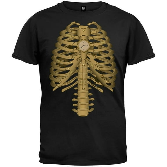 Halloween Men's Steampunk Skeleton Costume Short Sleeve Graphic Tee