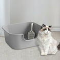 thumbnail image 6 of DOLITY Cat Litter Basin, Open Top Pet Litter Tray, Portable Cat Litter Container, Kitty Litter Pan High Sides for Indoor Cats, Gray, 6 of 8