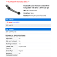 thumbnail image 2 of Front Left Lower Forward Control Arm - Compatible with 2012 - 2017 Audi Q5 - Moog, 2 of 2