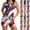 Blue, variant on Women's American Flag 2-Piece Tankini Swimsuit, 4th of July Patriotic Flowy Tank Top Short Bottom(Blue18/XL)