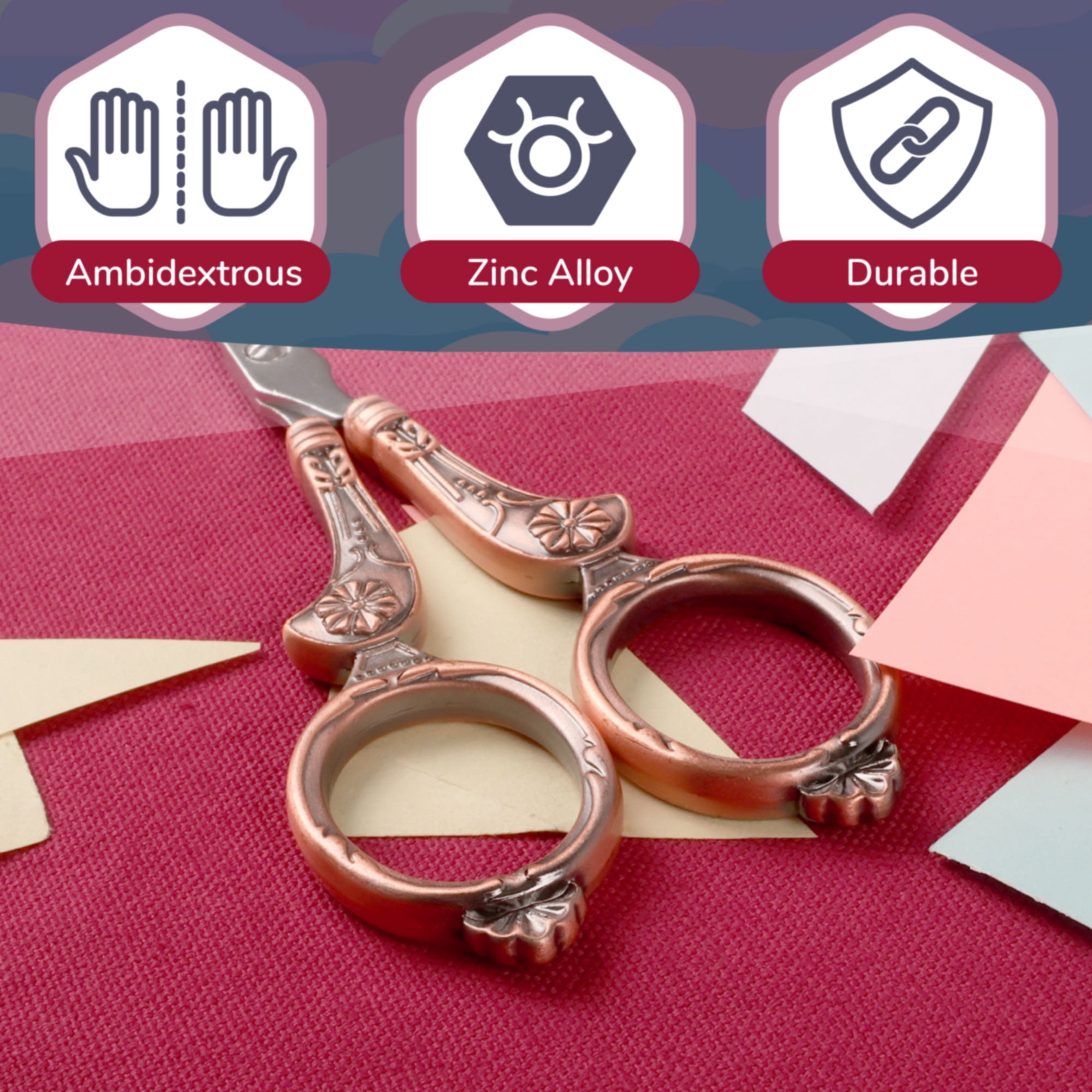 JubileeYarn Flourish Embroidery Scissors - Copper - 3 Scissors
