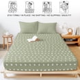 thumbnail image 5 of Full Size Fitted Sheet Set - Sage Green 3 Piece Bedding Sets 16" Deep Pocket Fitted Sheet with 2 Pillowcases, Abstract White Polka Dot Geometric Retro Art Brushed Microfiber Hotel Luxury Bed Sheets, 5 of 9