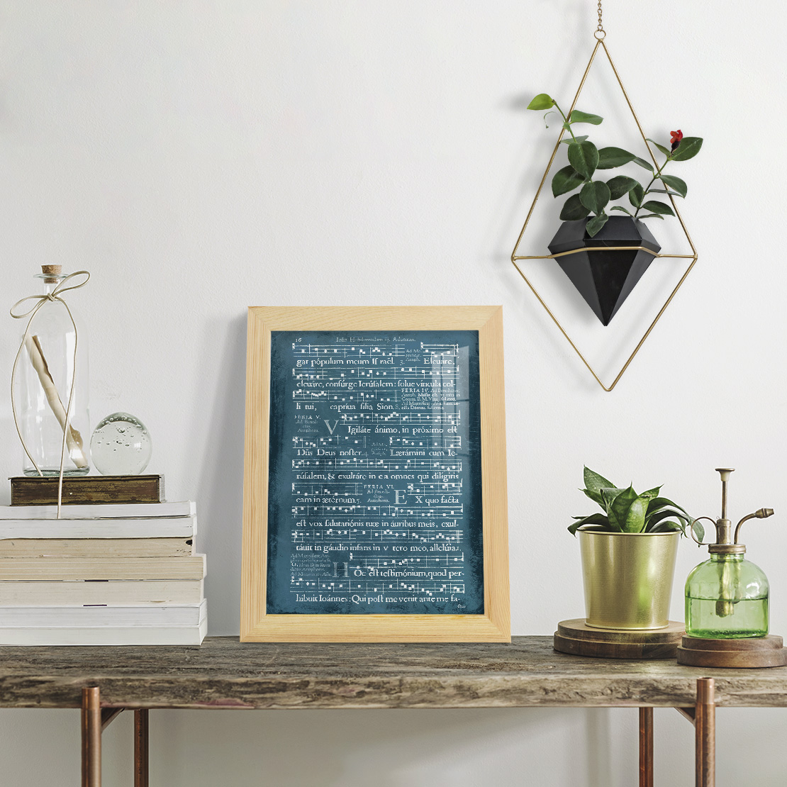 Graphic Songbook I - Framed Print w/glass - Natural Wood