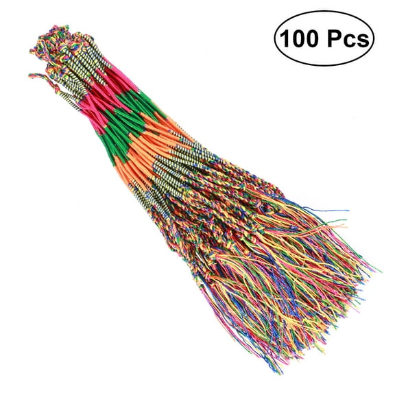 Mutmorningal 100pcs Colorful Handmade Friendship Bracelets Assorted Thread Wristbands and Ankle Bands with Mixed Styles and Colors