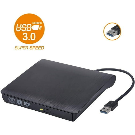 External CD DVD Drive USB 3.0, Premium Portable CD DVD /-RW Optical Drive Burner Writer for Windows 10/8/7 Laptop Desktop Mac MacBook Pro Air iMac HP Dell LG Asus Acer Lenovo Thinkpad