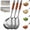3 pcs, variant on Wooden Handle Stainless Steel Skimmer - Large Oval Slotted Spider Strainer for Deep Frying, Oil Draining, Pasta, Noodles, Dumplings