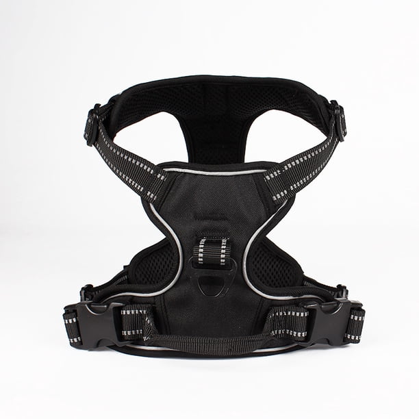 Arnés para perros, arnés reflectante ajustable antitirones con asa de control para adiestrar perros grandes/medianos, negro, talla M