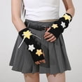 thumbnail image 2 of HEWUQI Women's Cute Star Knit Fingerless Arm Warmers Ribbed Half‑Finger Gloves Long Wrist Sleeves Black, 2 of 4