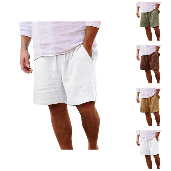Men's Shorts Drawstring Waist Solid Color Design, Casual Cotton Shorts for Men, Summer Elastic Waist 5 Inch Inseam Shorts, Lightweight Gym or Lounge Shorts S-XXL, Black