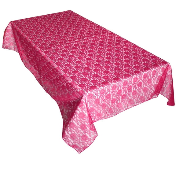 Sheer Lace Tablecloth Overlay Wedding and Party Decoration Fuchsia