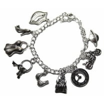 Rocky Horror Picture Show 9 Themed Charms Silvertone Metal Charm Bracelet