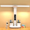 thumbnail image 2 of 7W Battery LED Desk Lamp Dimmable Table Lamp with Pen Holder Time Temperature, 2 of 5