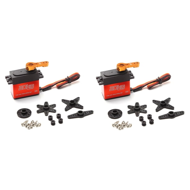 ESC, Servo Digital de 20kg de alto Torque, 2 uds., Servo de engranaje de acero inoxidable de 180 ° p Abody 2 piezas