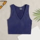 thumbnail image 4 of Pijama de poliéster para mujer, de color liso, con escote en V y base torcida, ajustado, de cintura alta, 4 of 4